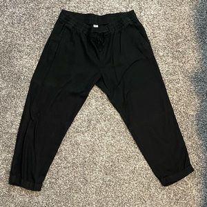 Old Navy Linen Pants in Black Medium Petite Mid Rise Cropped